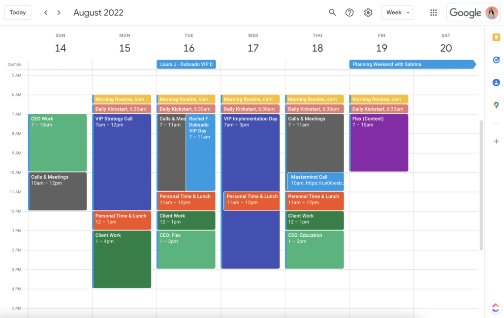 organizing my calendar